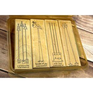 2005 STAMPIN' UP! ALONG THE SAME LINES Wood Mounted Rubber Stamp set of 4